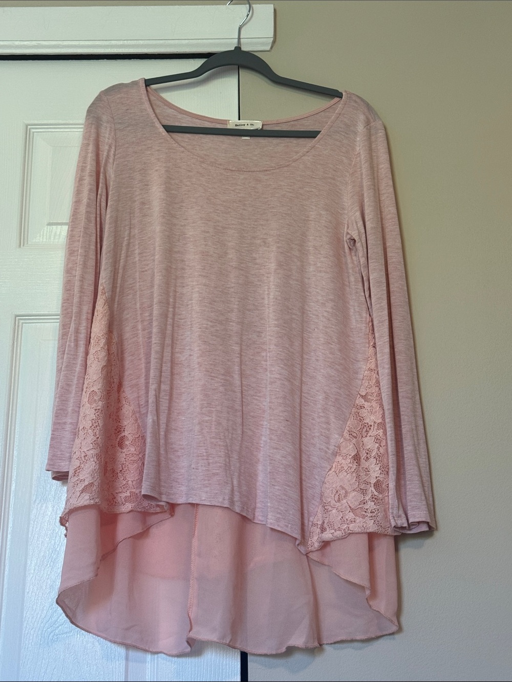 Hailey & Co. Light Pink Lace-Trim Top